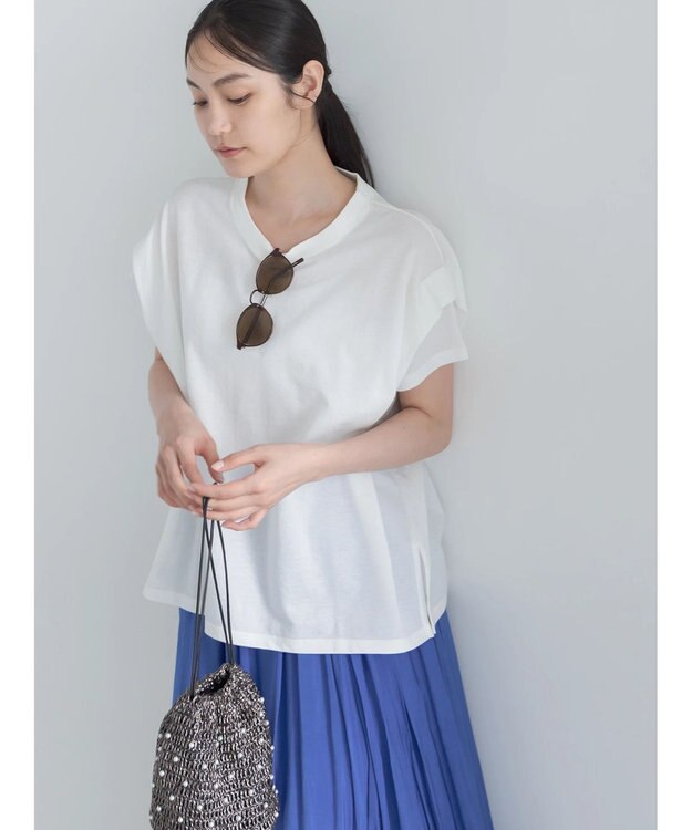 Te chichi 【接触冷感】ショルダータックTシャツ オフホワイト