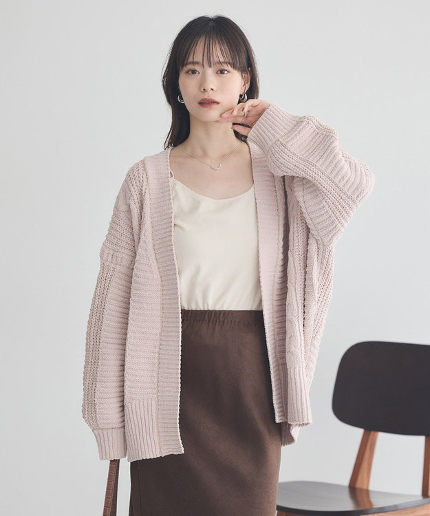 earth music&ecology マットモールカーディガン Pink