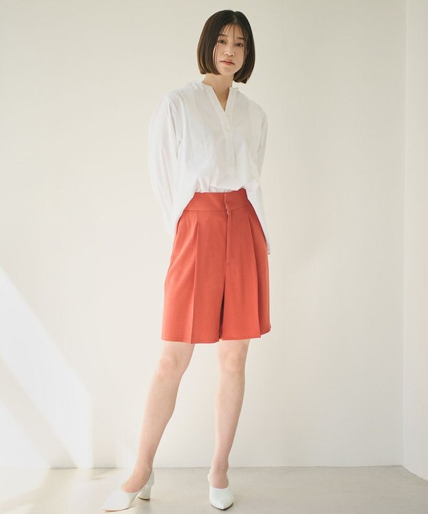 #Newans 【ANSWER for 骨格ストレート】タックデザインスキッパーネックシャツ ホワイト系