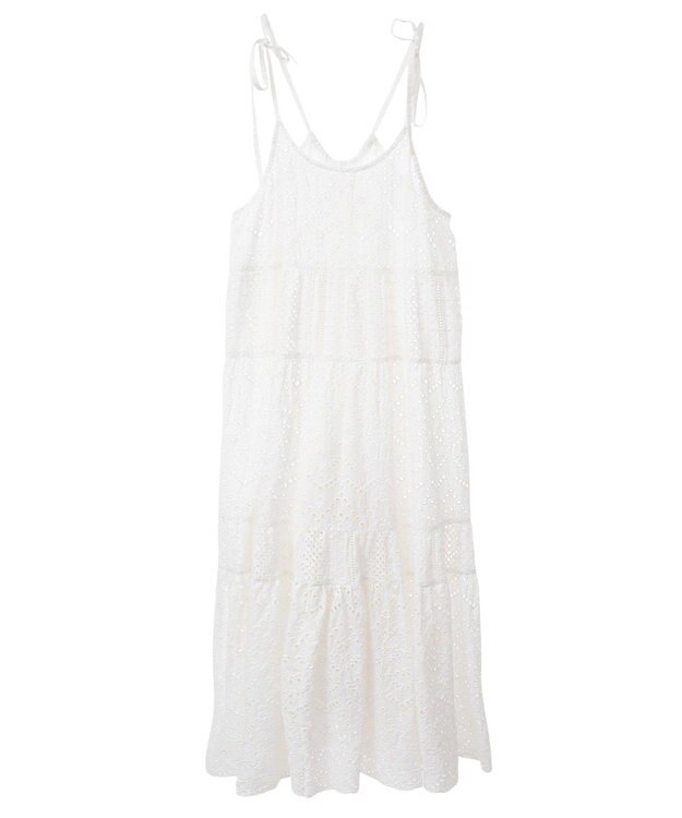 CRAFT STANDARD BOUTIQUE インド綿シフリー切り替えティアードキャミワンピース White