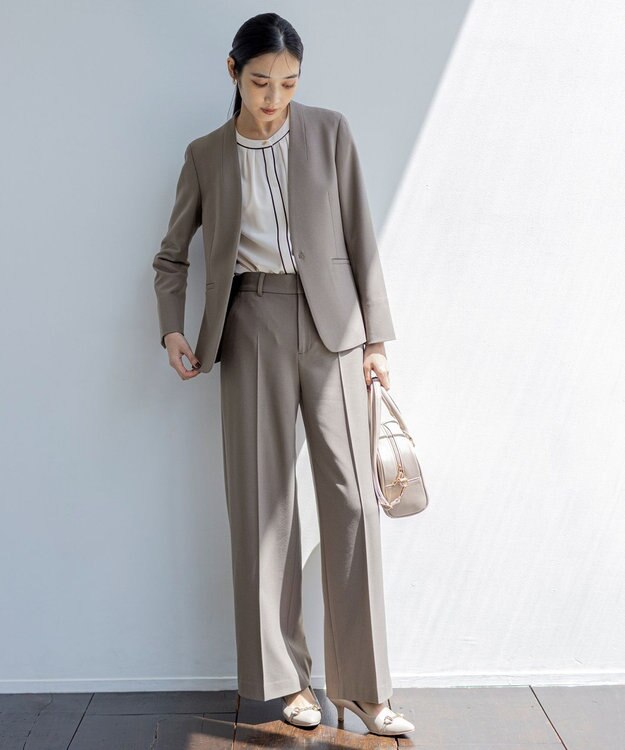 ANY SIS S 【洗える】フロントタックバイカラー ブラウス アイボリー×ブラック