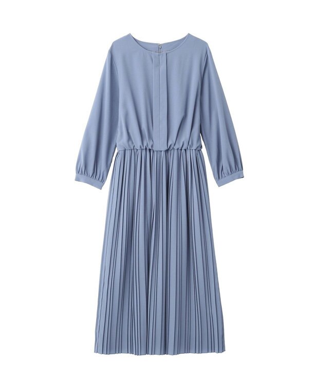 YECCA VECCA ジョーゼットプリーツワンピース Blue