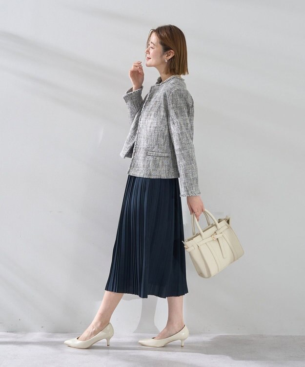 YECCA VECCA ジョーゼットプリーツワンピース Navy