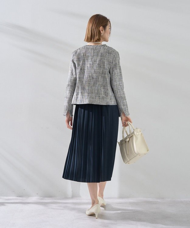 YECCA VECCA ジョーゼットプリーツワンピース Navy