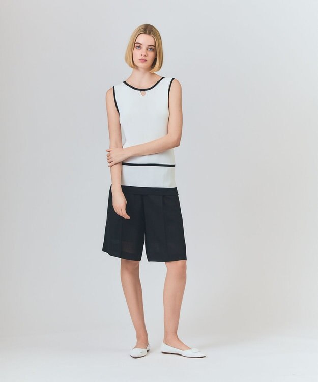 GRACE CONTINENTAL ラインニットノースリーブ ホワイト