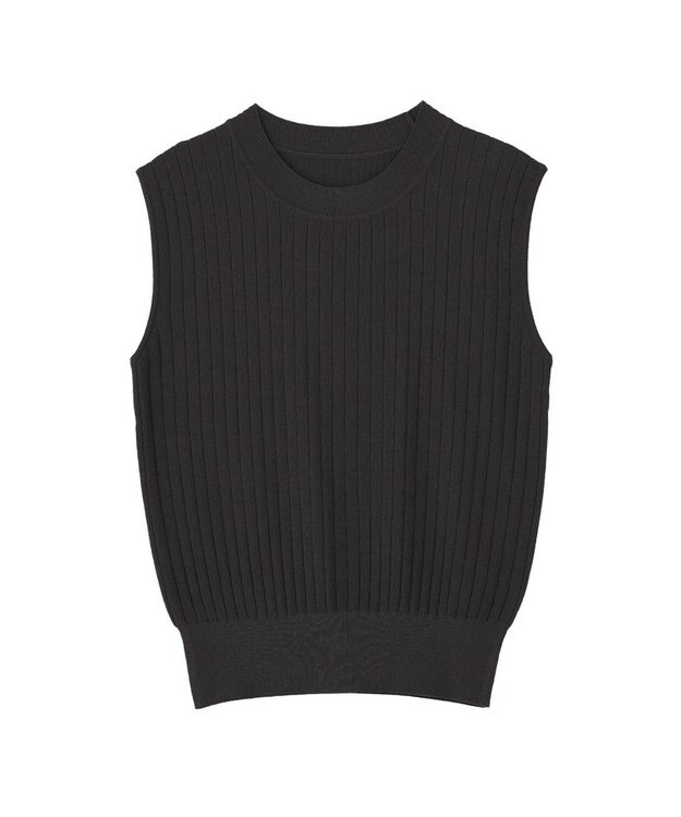 YECCA VECCA 【マシンウォッシャブル】ノースリーブリブニット Black