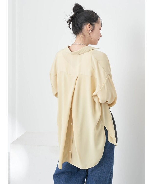 earth music&ecology バックボタンチュニック Yellow