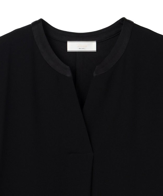 BEIGE， 【Lsize・セットアップ対応】CINDY / 配色ネック フレンチドレス Black x Black