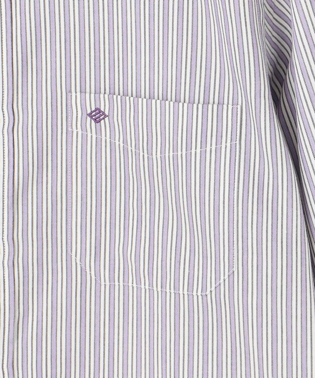 JOSEPH ABBOUD 【柔らか・光沢感】コットンビエラストライプ シャツ パープル系1