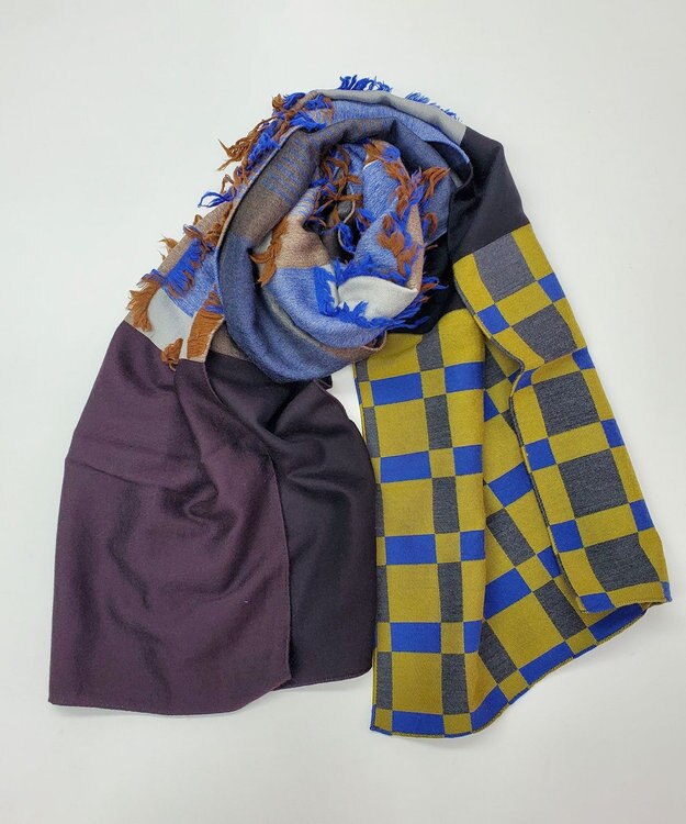 POLS ウールカットジャカードストール ブラウン