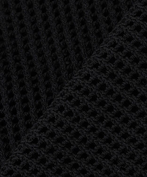 組曲 L 【先行予約・WEB限定・前後着用可】メッシュニット 襟付き半袖カーディガン ブラック系