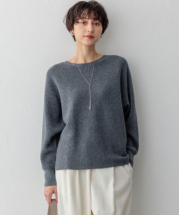 23区 L 【洗える】ラメウール ドルマンスリーブ ニット ライトグレー系