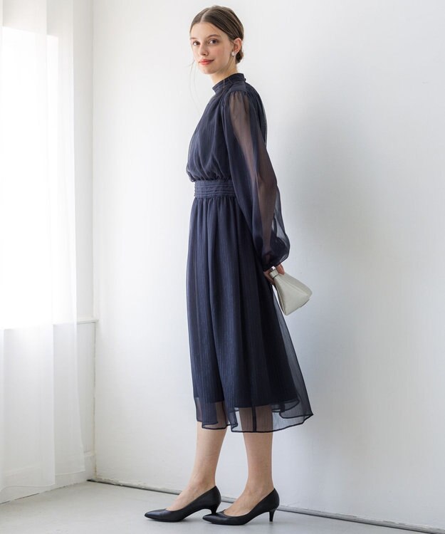 23区 L 【APPLAUDIR】クレープシフォン ドレス ネイビー