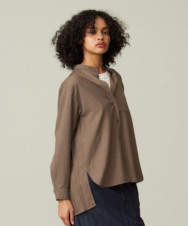 J.PRESS YORK STREET 【WOMEN】バックプリーツ ブラウス ブラウン系