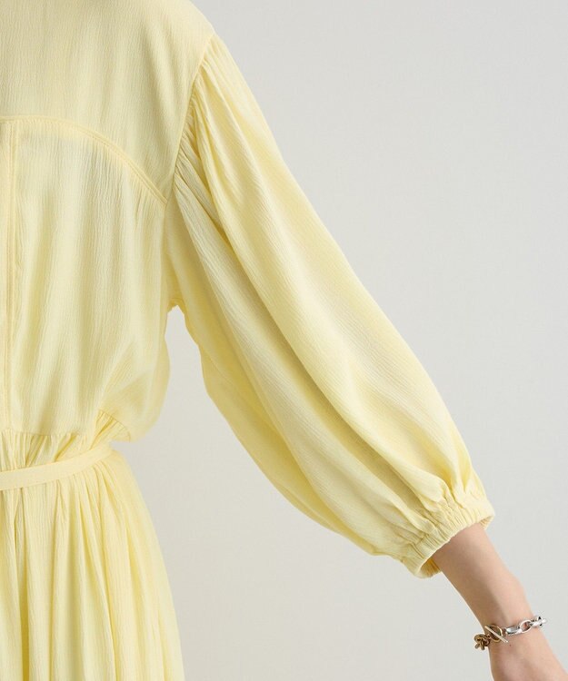 Green Parks ボリュームスリーブティアードワンピース Yellow