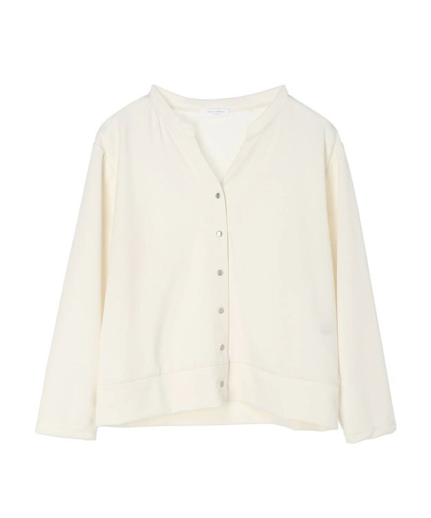 Green Parks カットジョーゼットドットボタンカーディガン Off White