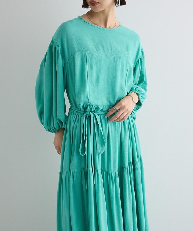Green Parks ボリュームスリーブティアードワンピース Green