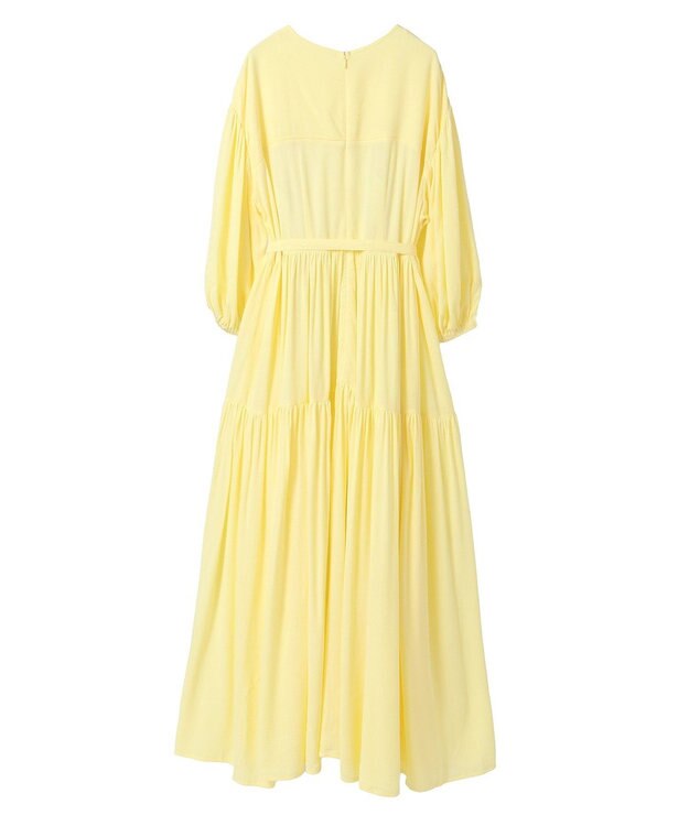 Green Parks ボリュームスリーブティアードワンピース Yellow