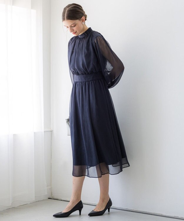 23区 L 【APPLAUDIR】クレープシフォン ドレス ネイビー