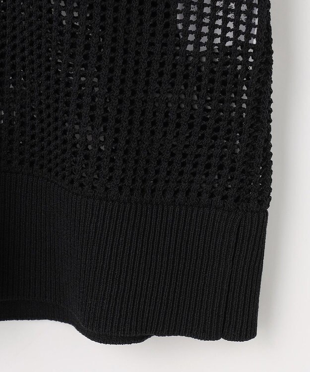 組曲 L 【先行予約・WEB限定・前後着用可】メッシュニット 襟付き半袖カーディガン ブラック系