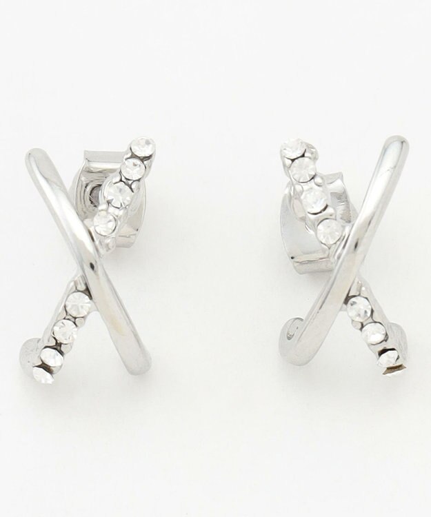 ANY 【WEB限定】クロスフープピアス(両耳用) シルバー