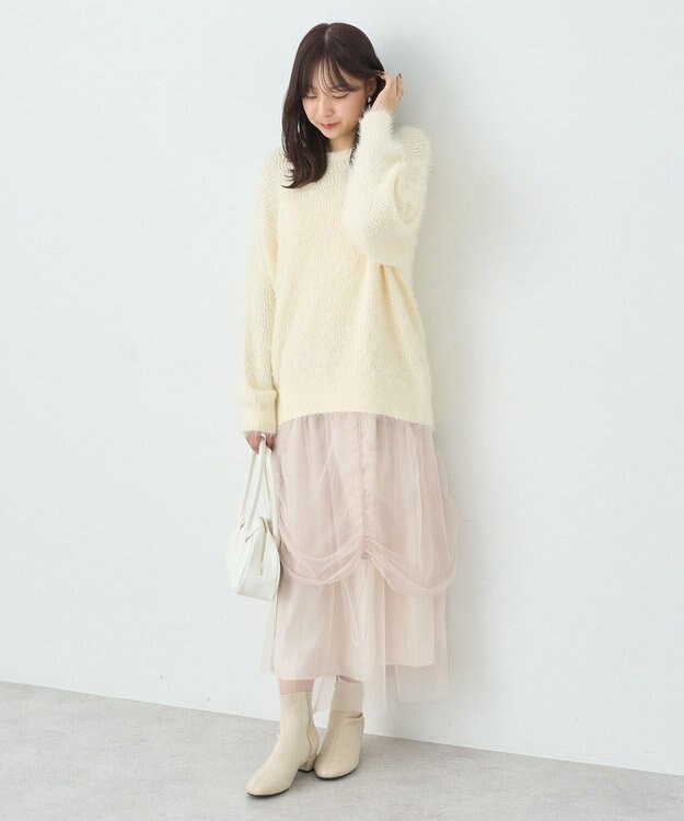 earth music&ecology モヘヤライクレースニット Ivory