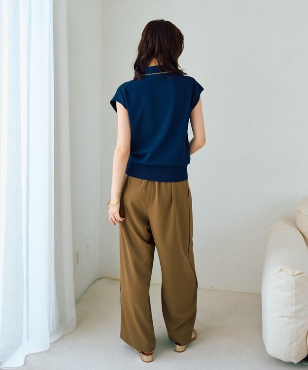 YECCA VECCA 配色フリルカーディガン Navy