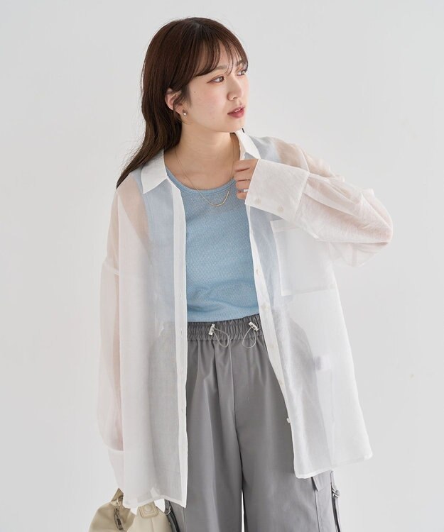 Green Parks 　・ＥＬＥＮＣＡＲＥ　ＤＵＥ　ラメシアー長袖シャツ Off White