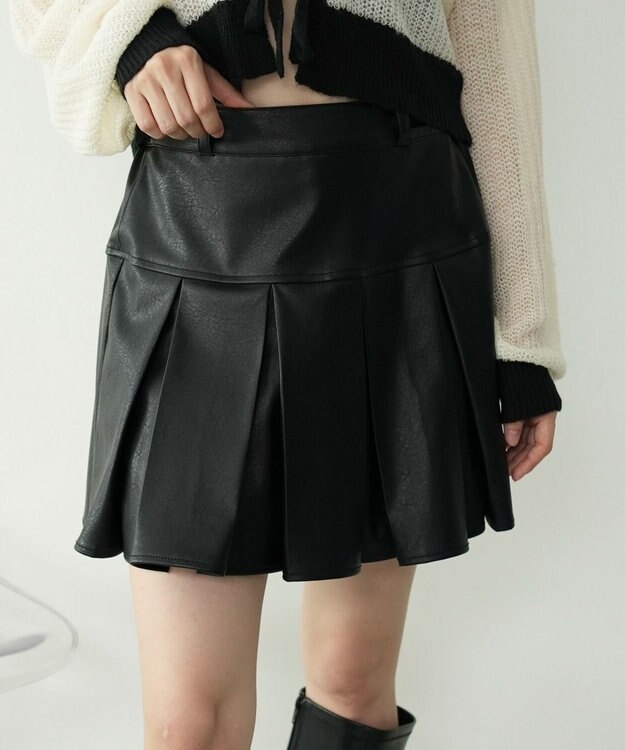 WEGO PUプリーツスカパン ブラック