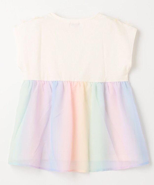 ANY KIDS バックシャン Tシャツ エクリュ×レインボー