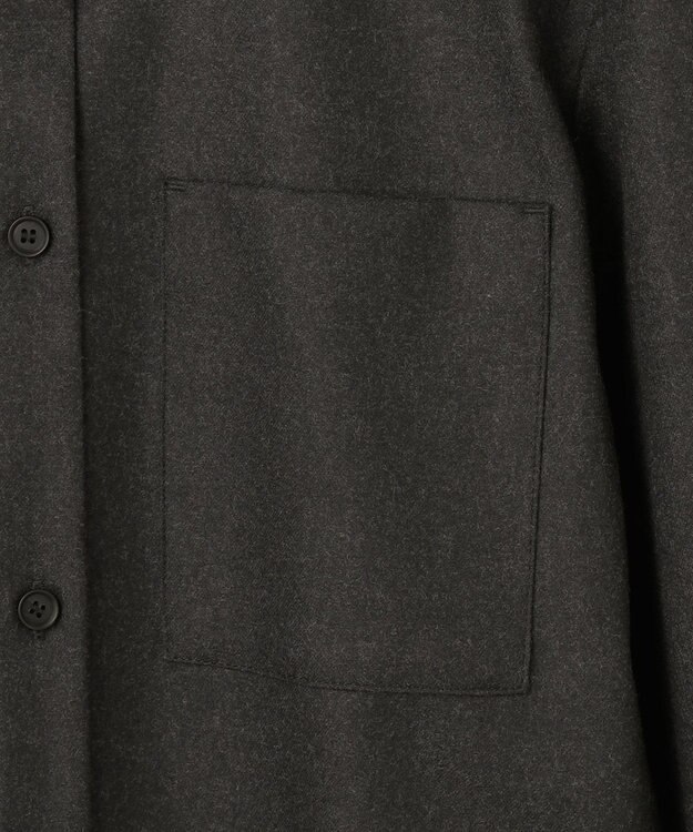 ICB L 【洗える】 ウールミルドサキソニー ロングシャツ チャコール系