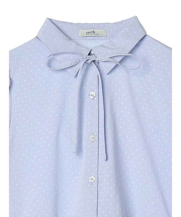 earth music&ecology リボン付き切り替えギャザーシャツチュニック Light Blue