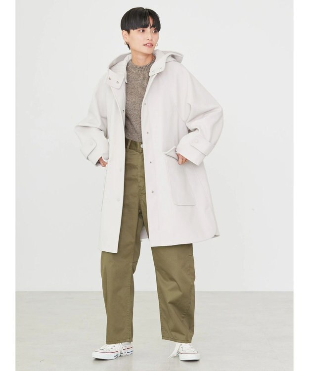 AMERICAN HOLIC 中空ＦＩＢＥＲ２ＷＡＹフード付きコート Light Gray