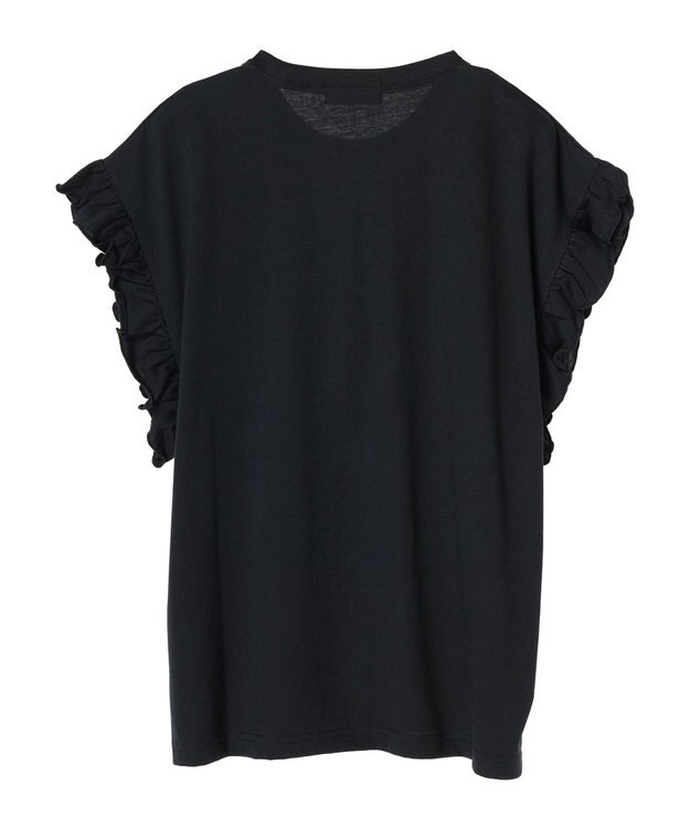 Green Parks ・ＤｏｕｂｌｅＦｌａｇｓ　フリルショルダープリントＴＥＥ Black