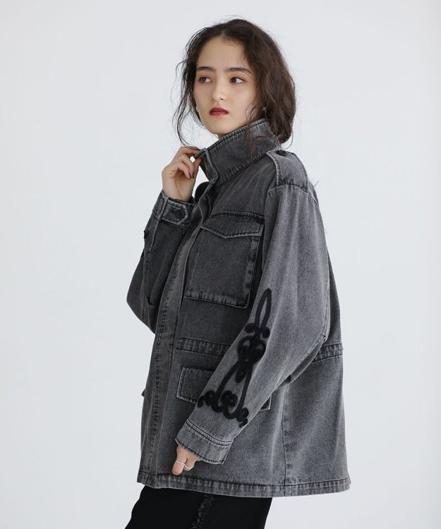 Green Parks ■ESCAR デニムコード刺繍ジャケット Gray