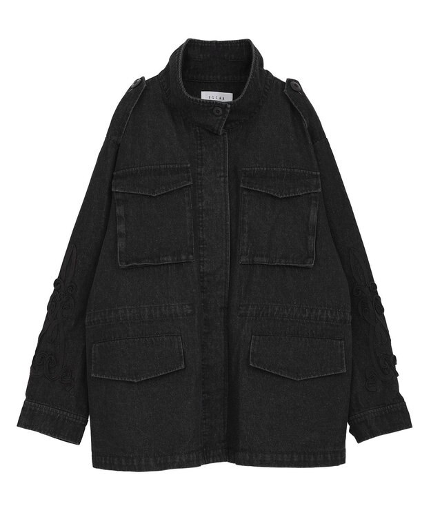 Green Parks ■ESCAR デニムコード刺繍ジャケット Black