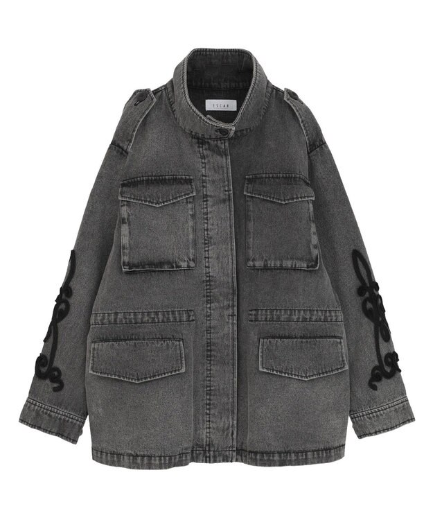Green Parks ■ESCAR デニムコード刺繍ジャケット Gray