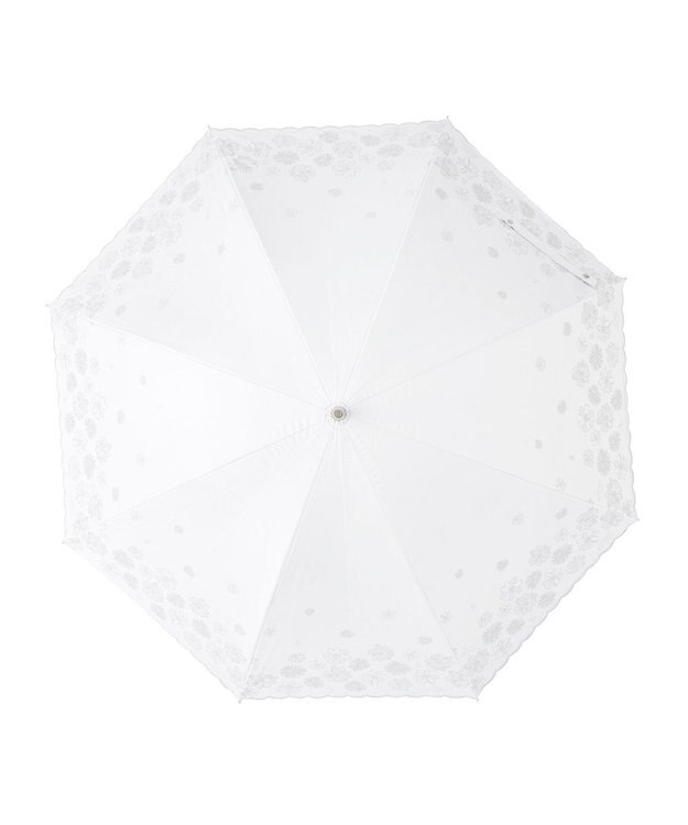 ランバンオンブルー　持ち手付き長傘　晴雨兼用日傘 ランバン オン ブルー 晴雨兼用日傘 長傘 ビジュー付きオーガンジー