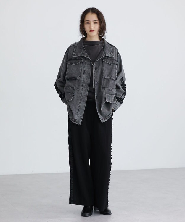 Green Parks ■ESCAR デニムコード刺繍ジャケット Gray