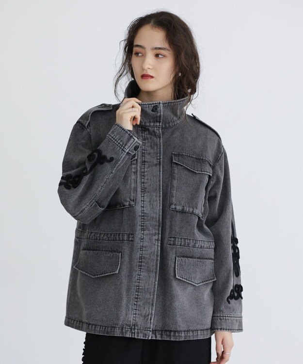 Green Parks ■ESCAR デニムコード刺繍ジャケット Gray