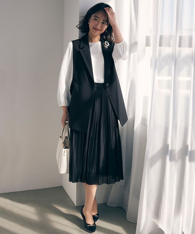 ANY SIS 【洗える】シャイニープリーツ スカート ブラック