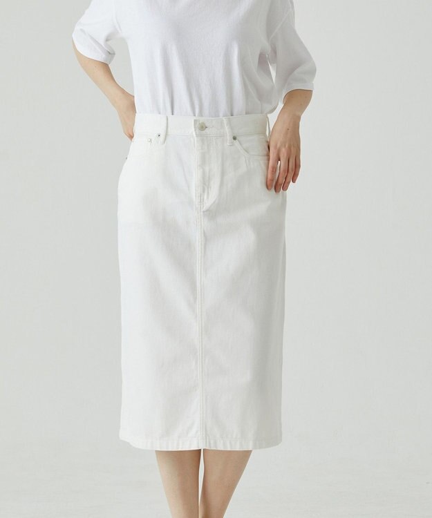 caqu FS 3/4丈 デニムスカートⅡ white