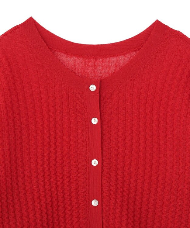 AMERICAN HOLIC 【前後2WAY】透かし編みニットカーディガン Red