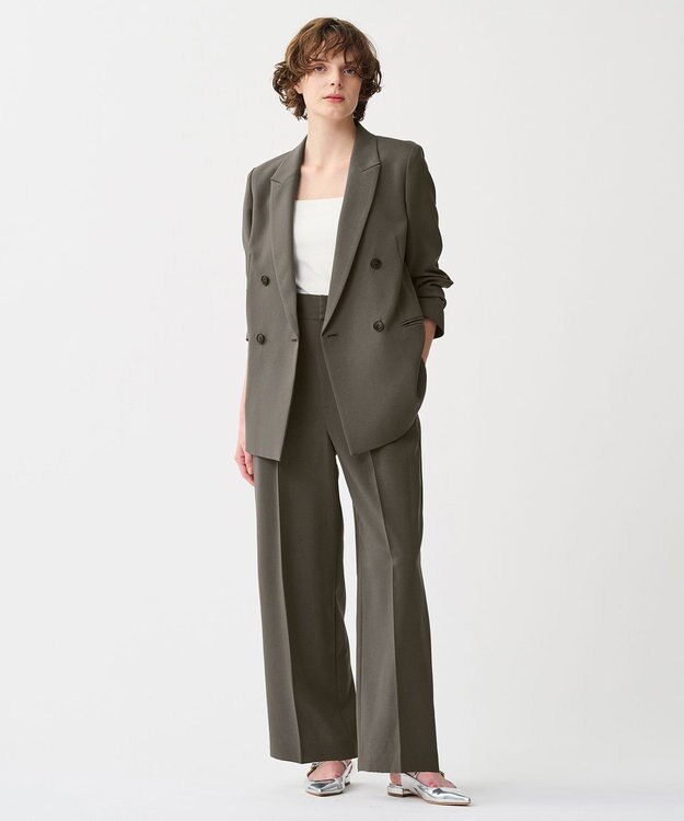 uncrave 【佐藤晴美さん着用】ウォッシャブルドライサップ ワイドパンツ(サスペンダー付き) スレート（佐藤晴美さん着用）