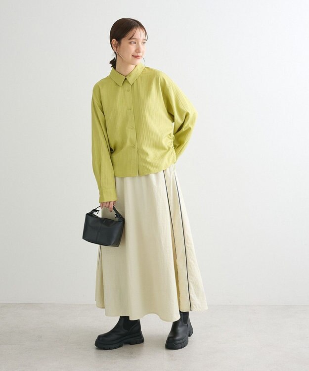 Green Parks ナイロンラインフレアスカート Ivory