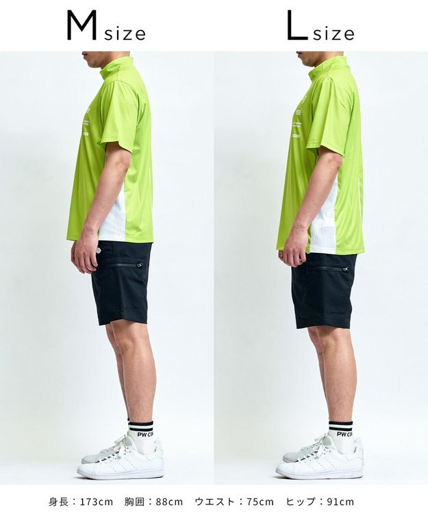 PW CIRCULUS 【MEN】メッシュコンビ モックネック ゴルフ ライトグリーン系