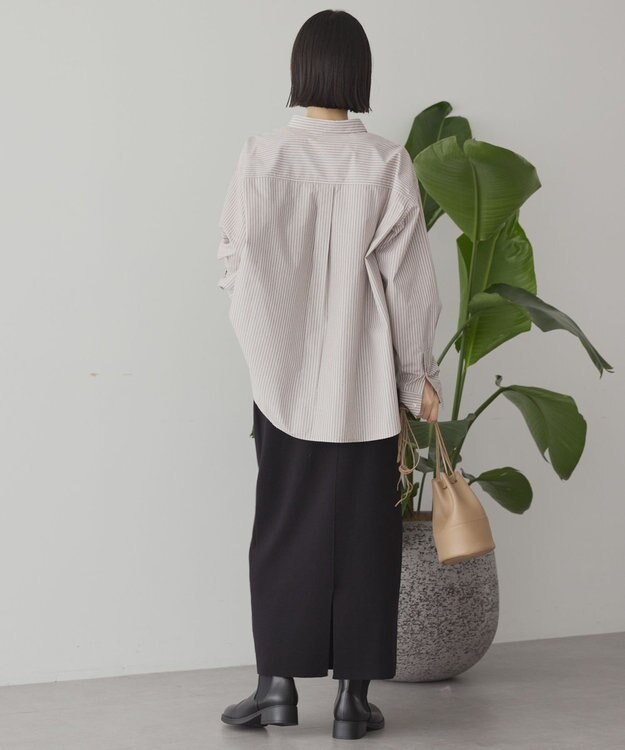 AMERICAN HOLIC イージーケアベーシックシャツ Stripe Brown