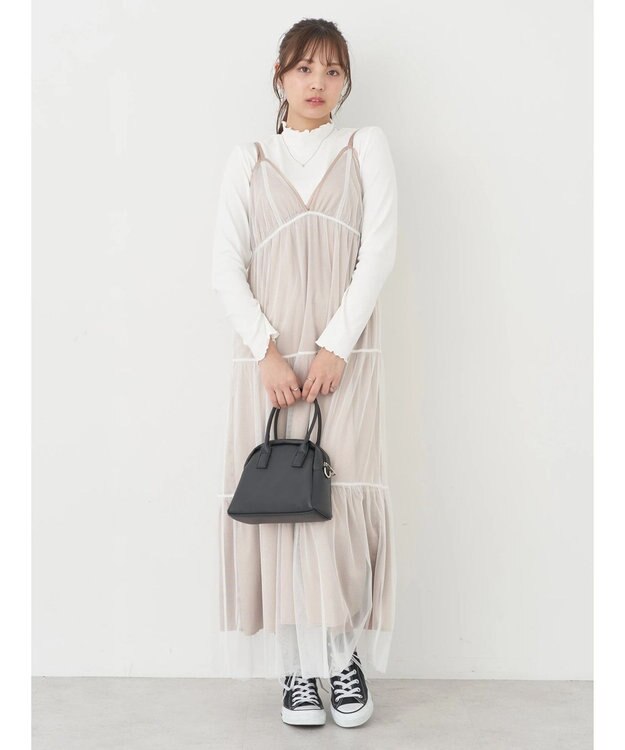 earth music&ecology ＳＥＴ２点ティアードペチドレス＋チュールワンピース White