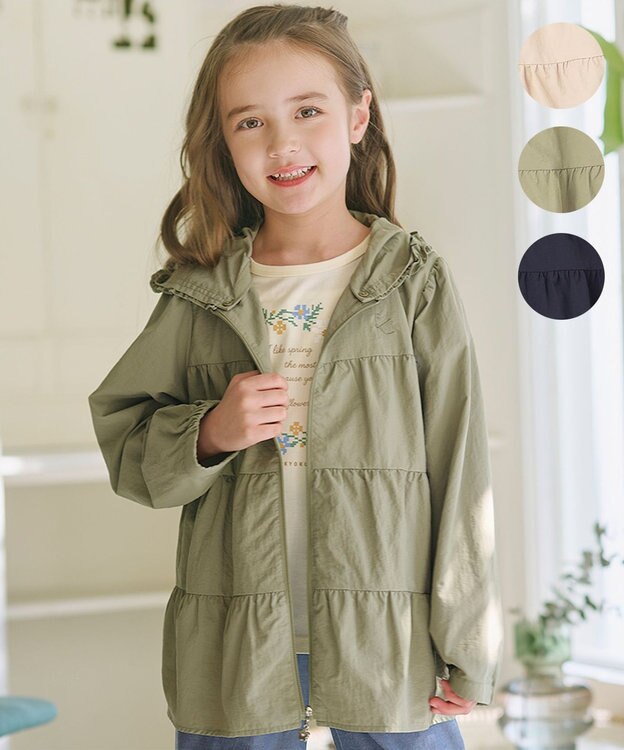 組曲 KIDS 【110-140㎝】 撥水ティアードマウンパ カーキ