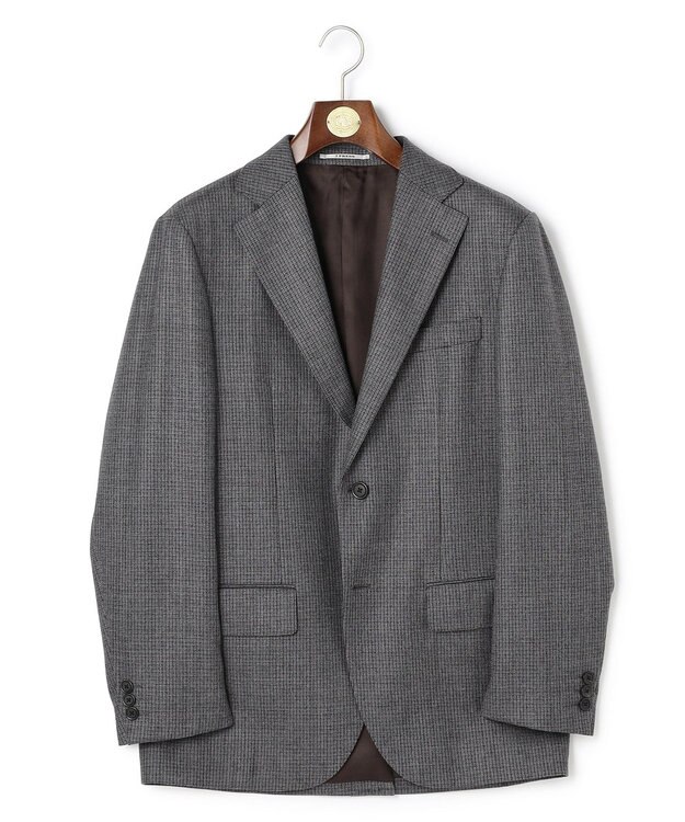 J.PRESS MEN 【定番 / セットアップ対応】マナードシルクホームスパン ガンクラブチェック ジャケット ライトグレー系3